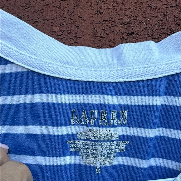 Lauren Ralph Lauren Striped T-Shirt Dress Blue White Logo Casual - Picture 2 of 2